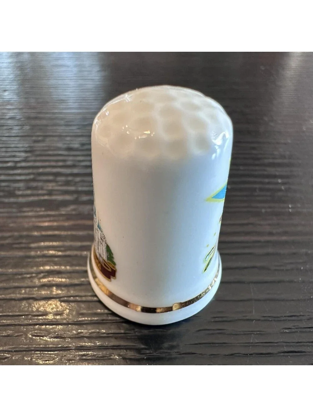 Vtg Disney Thimble Tinker Bell Disney World Cinderella Castle Bone China EUC